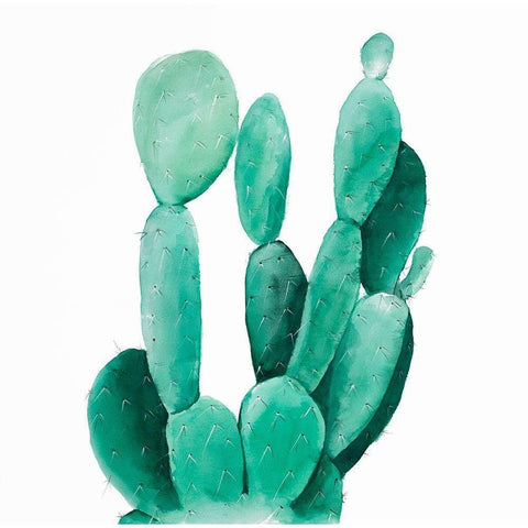 Watercolor Paddle Cactus  White Modern Wood Framed Art Print by Atelier B Art Studio