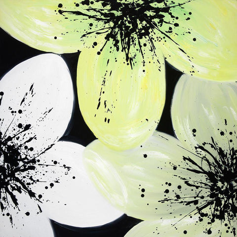 YELLOW FLOWER WITH BURST CENTER Black Modern Wood Framed Art Print by Atelier B Art Studio