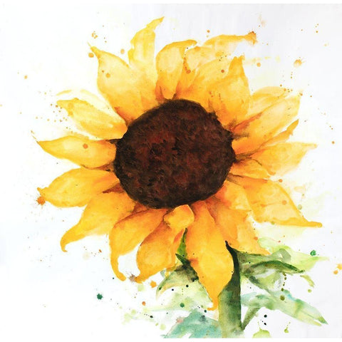 SUNFLOWER White Modern Wood Framed Art Print by Atelier B Art Studio