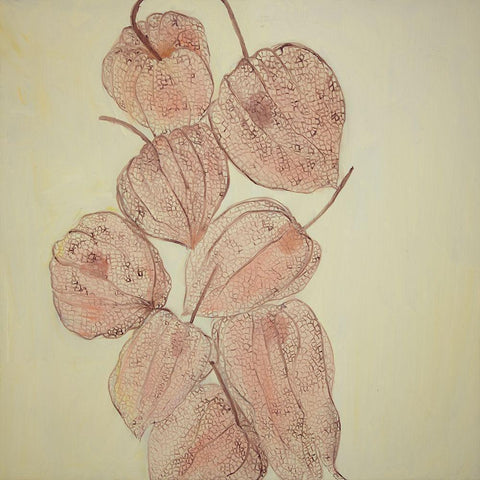 CLOSED GROUND CHERRIES Black Ornate Wood Framed Art Print with Double Matting by Atelier B Art Studio