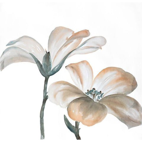 TWO BEAUTIFUL DESATURATED FLOWERS Black Modern Wood Framed Art Print by Atelier B Art Studio