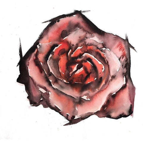 WATERCOLOR ROSE White Modern Wood Framed Art Print by Atelier B Art Studio