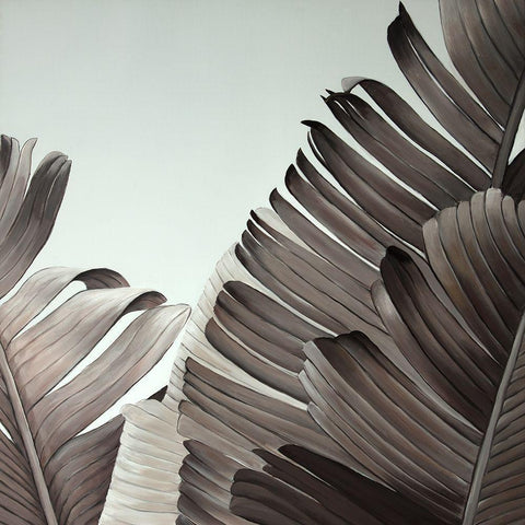 GRAYSCALE TROPICAL LEAVES White Modern Wood Framed Art Print by Atelier B Art Studio