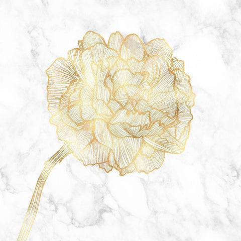 GOLDEN PEONY Black Ornate Wood Framed Art Print with Double Matting by Atelier B Art Studio