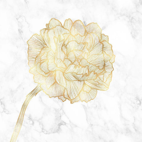 GOLDEN PEONY Black Modern Wood Framed Art Print with Double Matting by Atelier B Art Studio