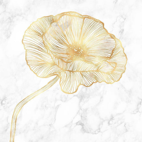 GOLDEN POPPY FLOWER Gold Ornate Wood Framed Art Print with Double Matting by Atelier B Art Studio