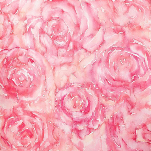 ROSES IN WATERCOLOR White Modern Wood Framed Art Print with Double Matting by Atelier B Art Studio