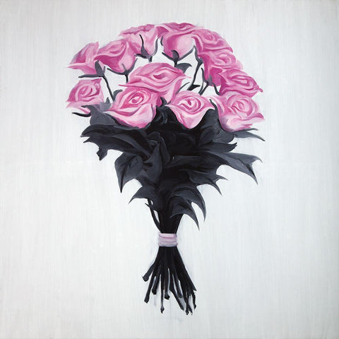 BOUQUET OF ROSES White Modern Wood Framed Art Print with Double Matting by Atelier B Art Studio