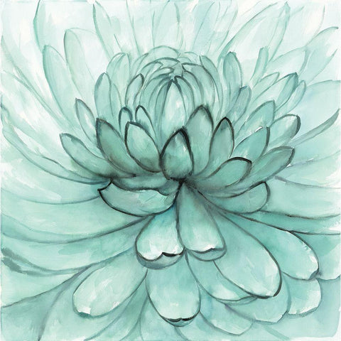 TURQUOISE FLOWER White Modern Wood Framed Art Print by Atelier B Art Studio