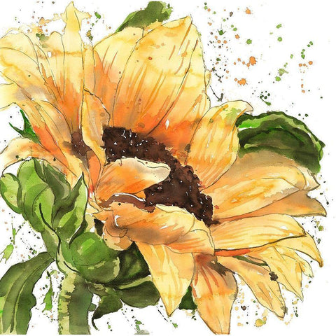 SUNFLOWER IN BLOOM Gold Ornate Wood Framed Art Print with Double Matting by Atelier B Art Studio