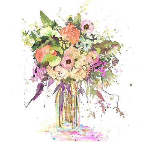 ROMANTIC BOUQUET Black Modern Wood Framed Art Print by Atelier B Art Studio