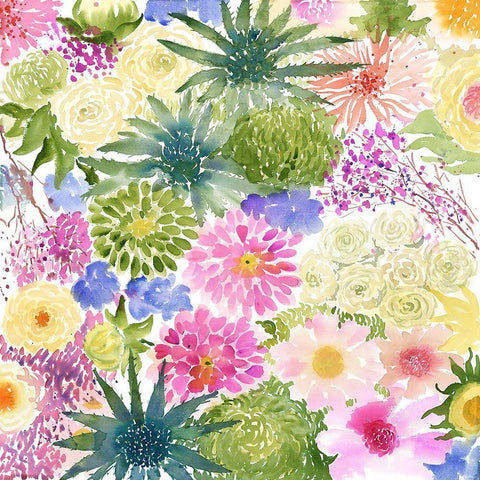 BUNDLE OF EXOTIC FLOWERS White Modern Wood Framed Art Print with Double Matting by Atelier B Art Studio