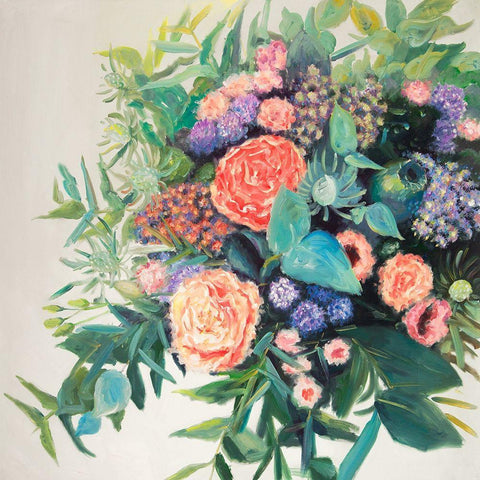 FLOWERS MELODY Black Ornate Wood Framed Art Print with Double Matting by Atelier B Art Studio