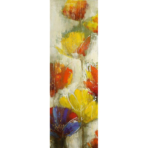 MODERN YELLOW FLOWERS Black Modern Wood Framed Art Print with Double Matting by Atelier B Art Studio