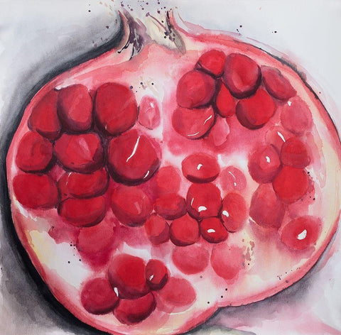 OPEN POMEGRANATE White Modern Wood Framed Art Print with Double Matting by Atelier B Art Studio