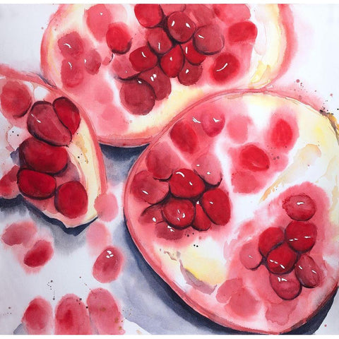 POMEGRANATE PIECES White Modern Wood Framed Art Print by Atelier B Art Studio