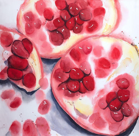 POMEGRANATE PIECES White Modern Wood Framed Art Print with Double Matting by Atelier B Art Studio