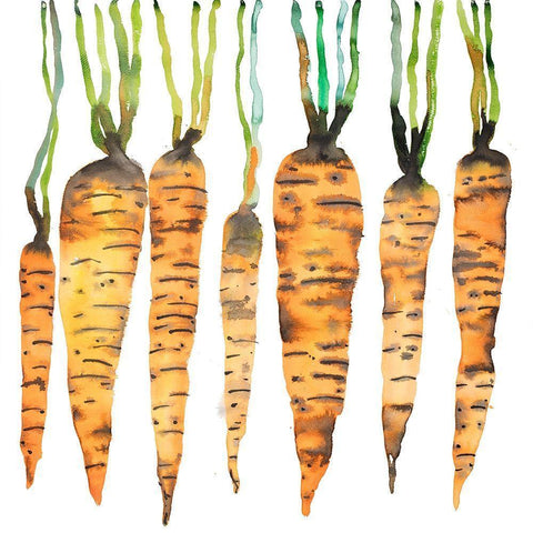 WATERCOLOR CARROTS Gold Ornate Wood Framed Art Print with Double Matting by Atelier B Art Studio