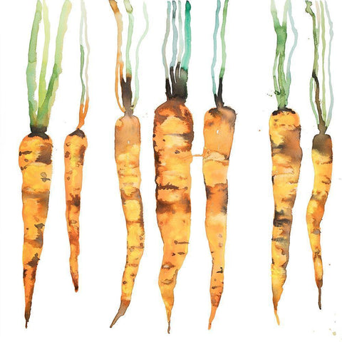 FRESHLY PICKED CARROTS White Modern Wood Framed Art Print by Atelier B Art Studio