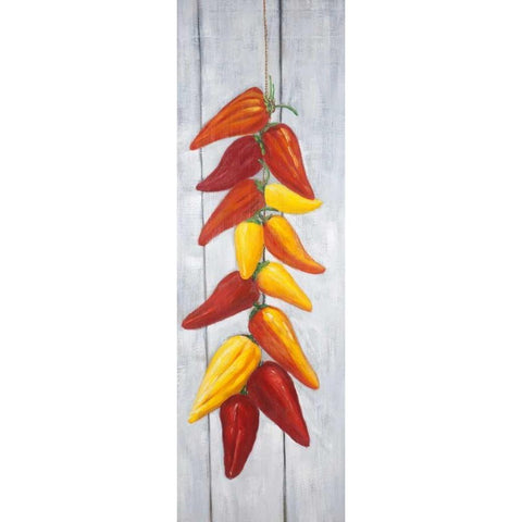 Rope of Peppers Three Colors White Modern Wood Framed Art Print by Atelier B Art Studio