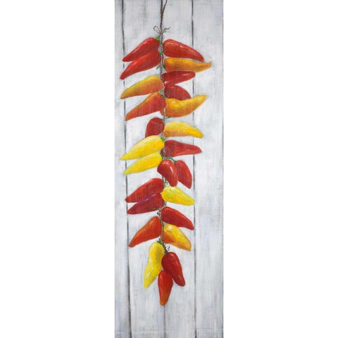 Rope of Peppers with Wood Background Black Modern Wood Framed Art Print with Double Matting by Atelier B Art Studio