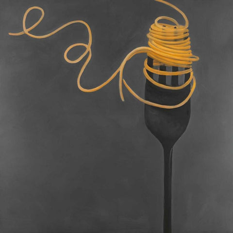 Spaghetti Pasta around the Fork White Modern Wood Framed Art Print by Atelier B Art Studio