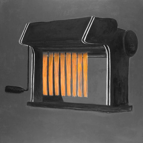 Fresh Pasta Machine Black Modern Wood Framed Art Print by Atelier B Art Studio