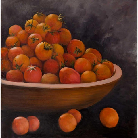 Cherry Tomatoes in Bowl Black Modern Wood Framed Art Print with Double Matting by Atelier B Art Studio