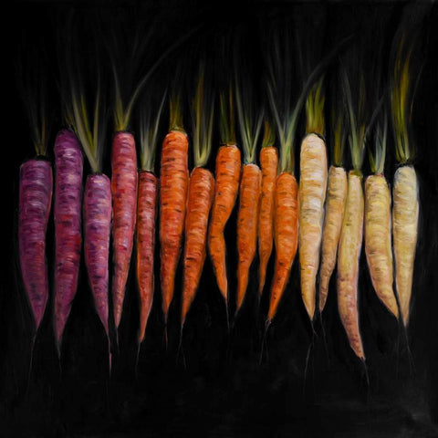 Different Coloured Carrots Vegetable Gold Ornate Wood Framed Art Print with Double Matting by Atelier B Art Studio