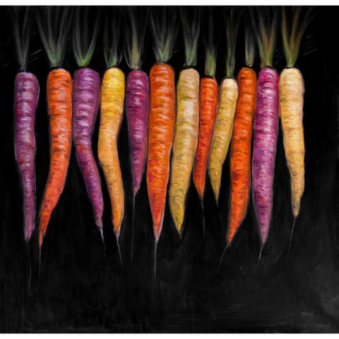 Colorful Carrots Vegetable Black Modern Wood Framed Art Print with Double Matting by Atelier B Art Studio