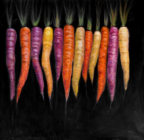 Colorful Carrots Vegetable White Modern Wood Framed Art Print with Double Matting by Atelier B Art Studio