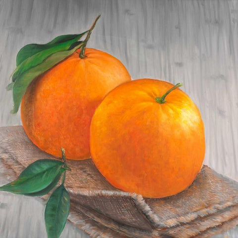Oranges Fruit Black Modern Wood Framed Art Print with Double Matting by Atelier B Art Studio