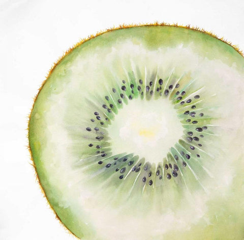 Kiwi Slice White Modern Wood Framed Art Print with Double Matting by Atelier B Art Studio