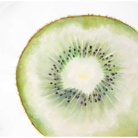 Kiwi Slice White Modern Wood Framed Art Print by Atelier B Art Studio