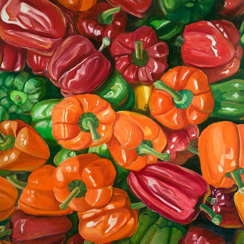 A LOT OF PEPPERS Black Ornate Wood Framed Art Print with Double Matting by Atelier B Art Studio