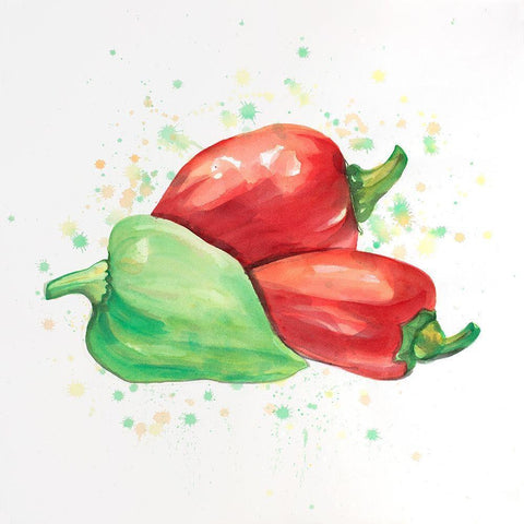 BELL PEPPERS White Modern Wood Framed Art Print by Atelier B Art Studio