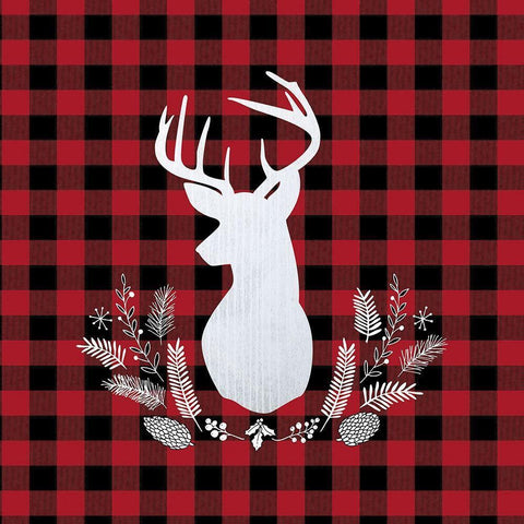 DEER PLAID White Modern Wood Framed Art Print by Atelier B Art Studio