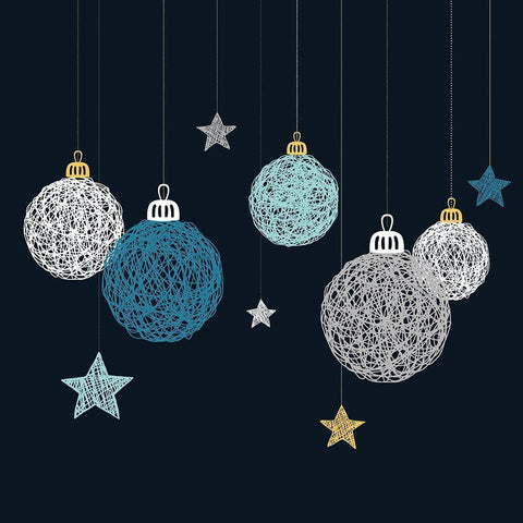 CHRISTMAS BALL VECTOR White Modern Wood Framed Art Print by Atelier B Art Studio