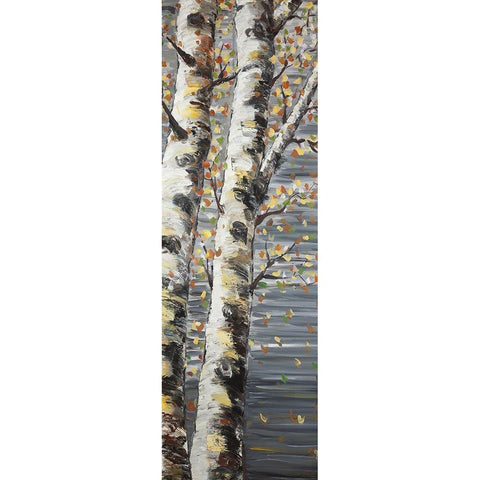 Budding White Birches Black Modern Wood Framed Art Print by Atelier B Art Studio