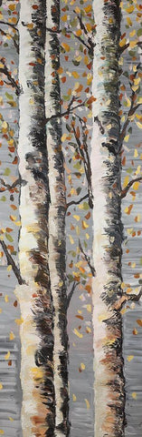 Blossoming Birches White Modern Wood Framed Art Print with Double Matting by Atelier B Art Studio