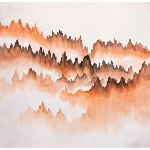 Distant Mountains Black Modern Wood Framed Art Print with Double Matting by Atelier B Art Studio