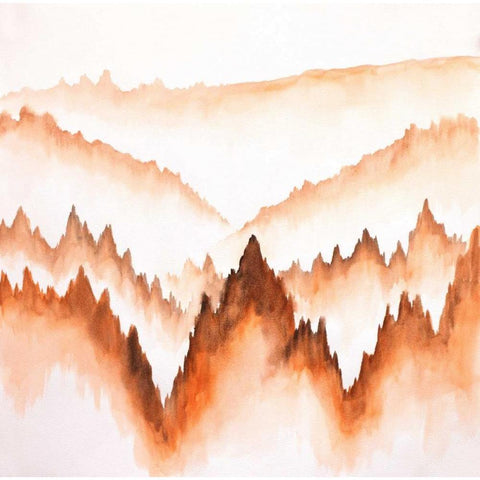 Distant Mountains and Trees White Modern Wood Framed Art Print by Atelier B Art Studio