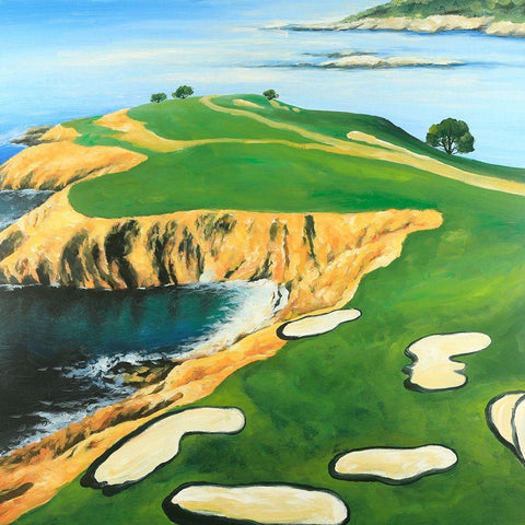 Golf Island Overhead View Black Modern Wood Framed Art Print with Double Matting by Atelier B Art Studio