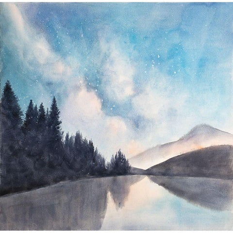 LAKEVIEW BY NIGHT Black Modern Wood Framed Art Print by Atelier B Art Studio