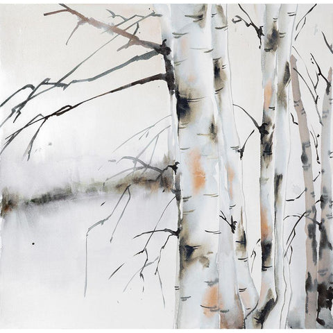 Birch trees Black Modern Wood Framed Art Print with Double Matting by Atelier B Art Studio