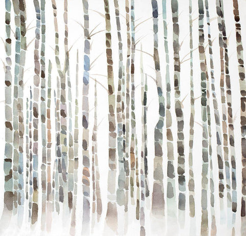 BIRCH FOREST Black Ornate Wood Framed Art Print with Double Matting by Atelier B Art Studio