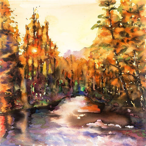 MERCED RIVER  White Modern Wood Framed Art Print by Atelier B Art Studio