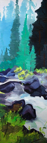 BEAUTIFUL WATERFALL White Modern Wood Framed Art Print with Double Matting by Atelier B Art Studio