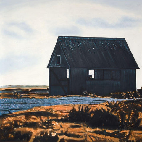 ABANDONED BARN White Modern Wood Framed Art Print by Atelier B Art Studio