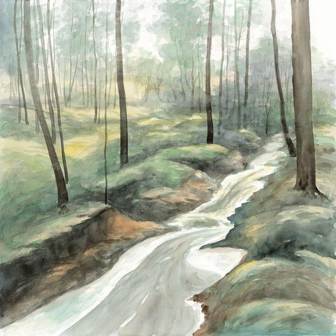 WATERFALL White Modern Wood Framed Art Print with Double Matting by Atelier B Art Studio